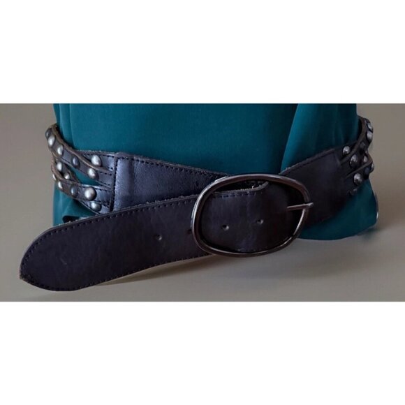 Linea Pelle Belt LP0801  80% Genuine Leather 20% Iron Size Medium Black Glam Roc main image 8